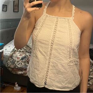 White Smocked Sleeveless Tank Top
